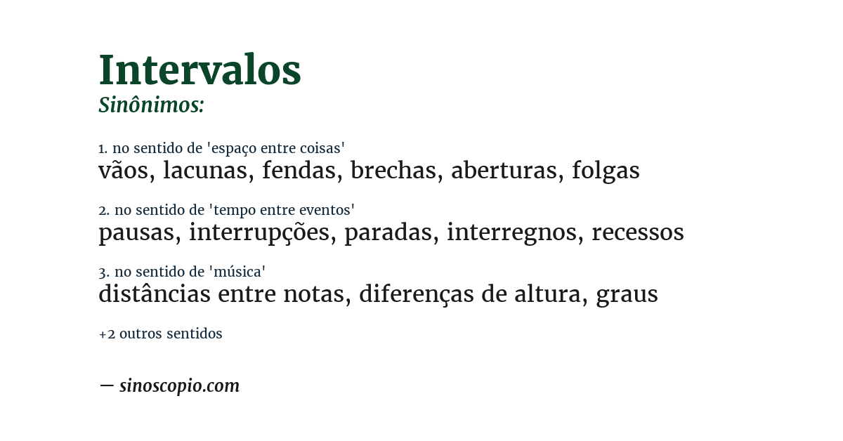 Sinônimo de intervalos