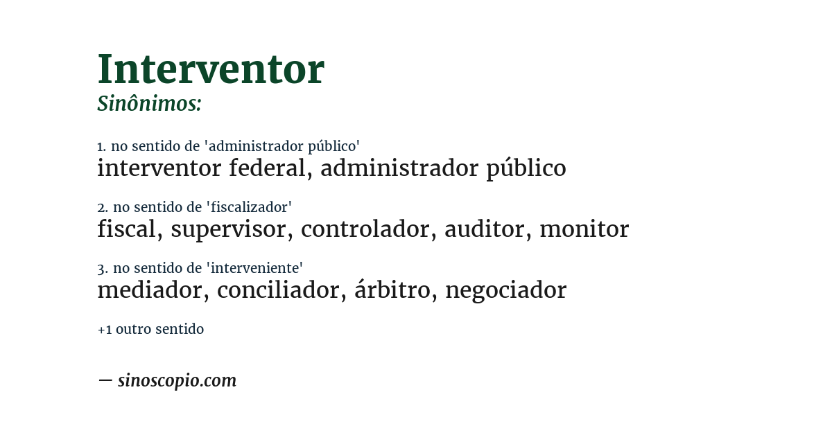 Sinônimo de interventor