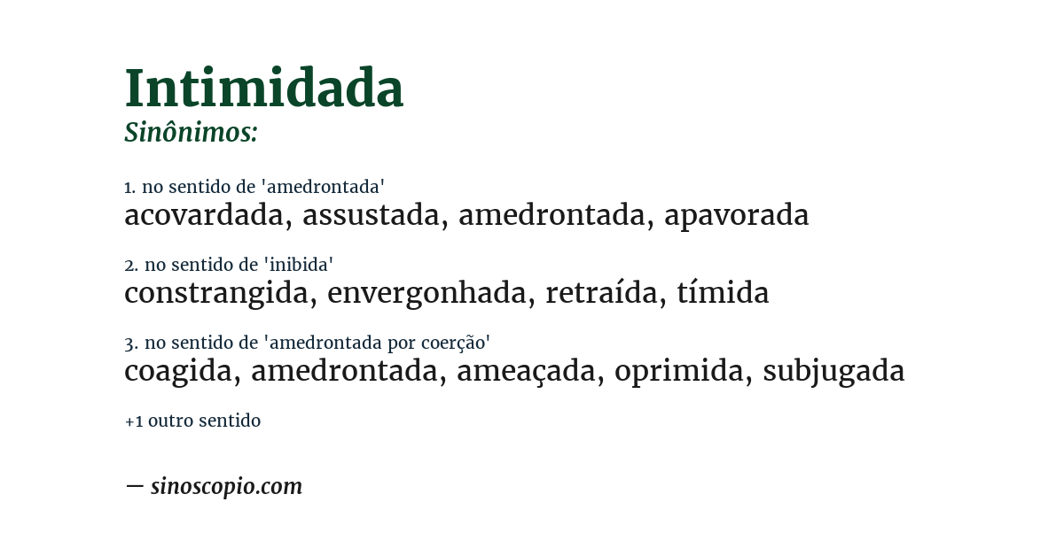 Sinônimo de intimidada