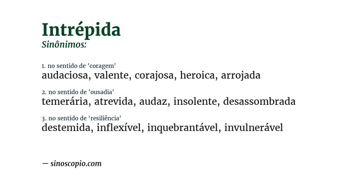 Sinônimo de intrépida