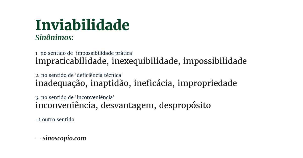 Sinônimo de inviabilidade