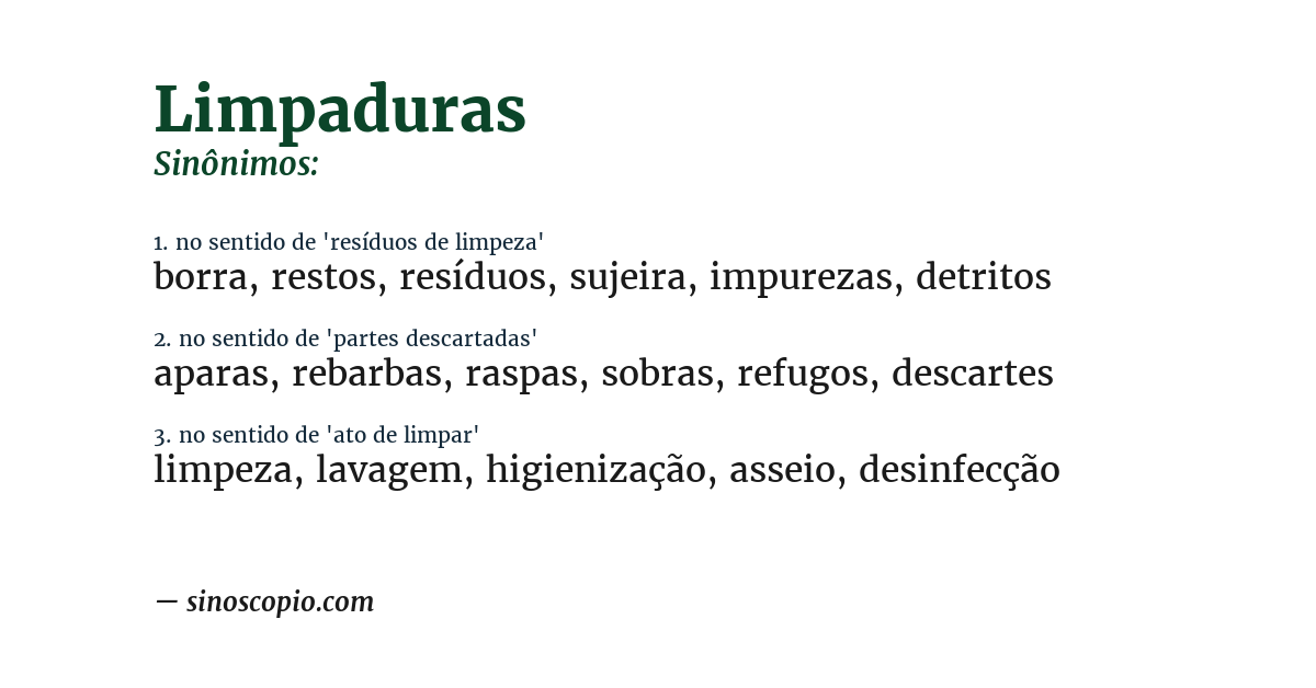 Sinônimo de limpaduras