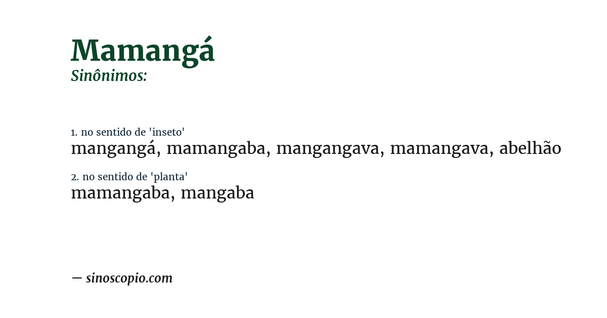 Sinônimo de mamangá