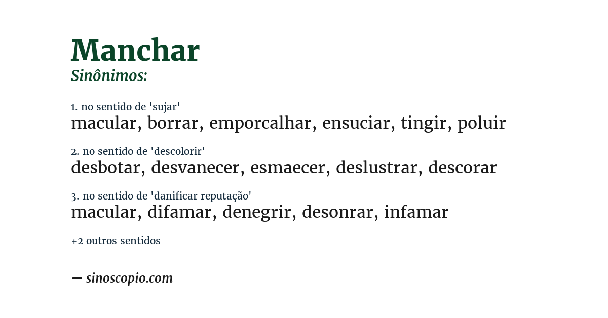 Sinônimo de manchar