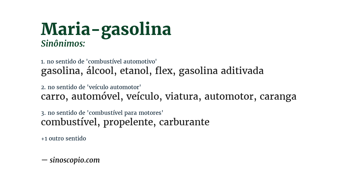 Sinônimo de maria-gasolina