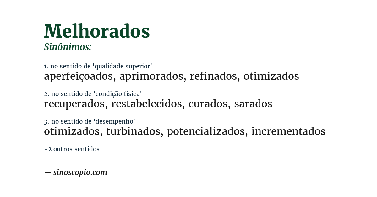 Sinônimo de melhorados