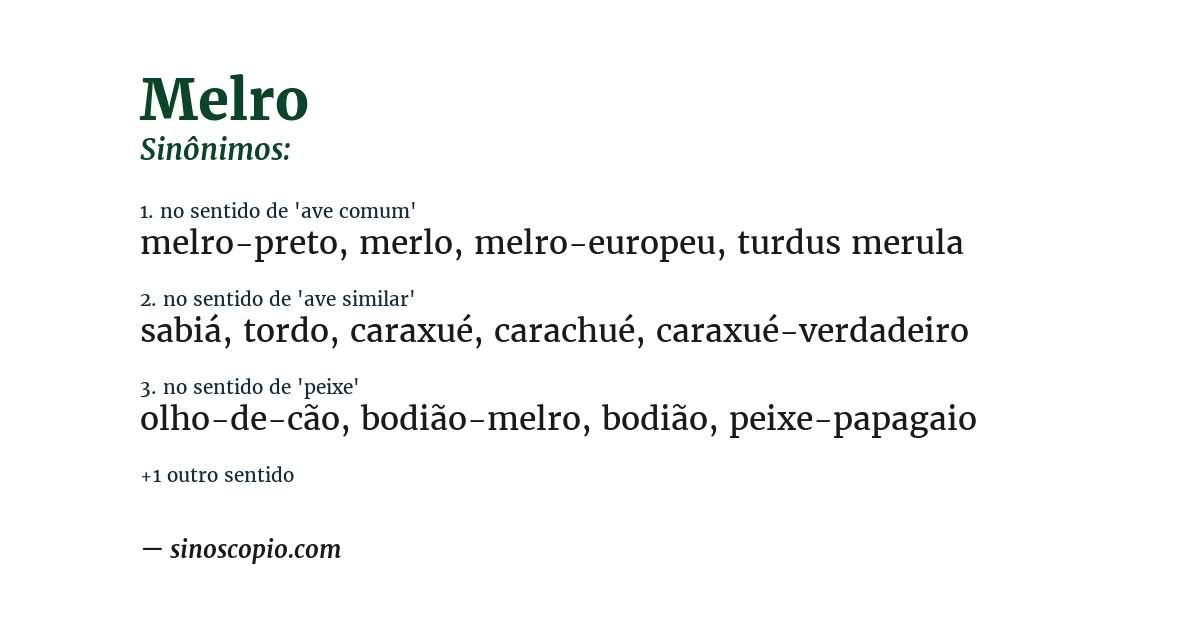 Sinônimo de melro
