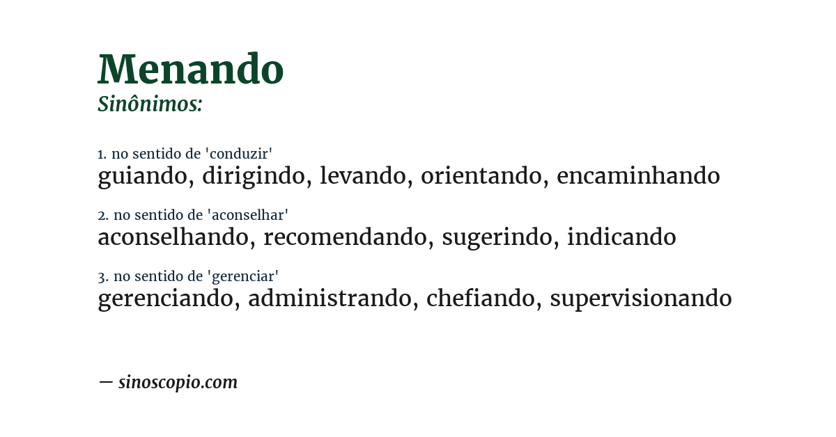 Sinônimo de menando