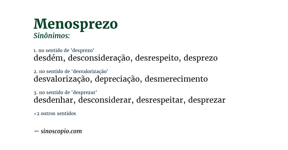 Sinônimo de menosprezo