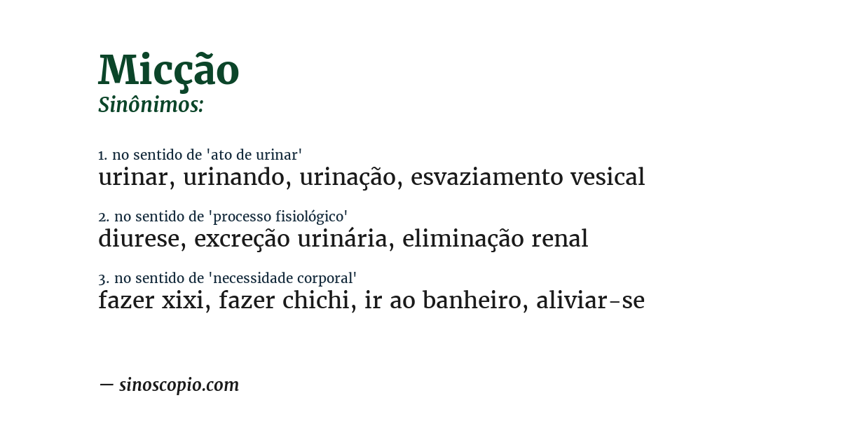 Sinônimo de micção