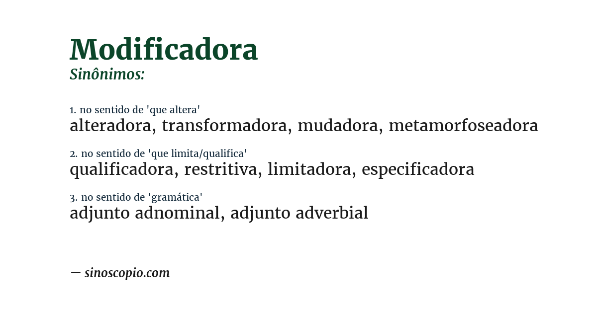 Sinônimo de modificadora