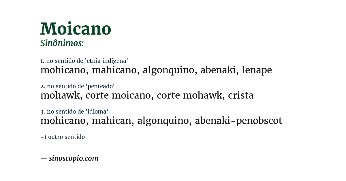 Sinônimo de moicano
