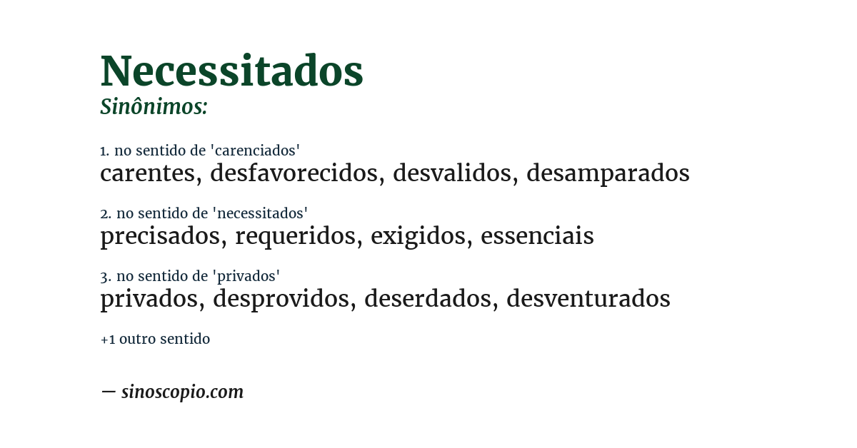 Sinônimo de necessitados