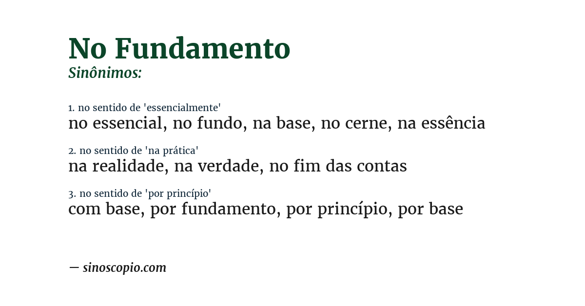 Sinônimo de no fundamento