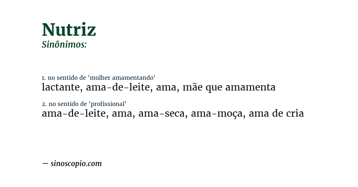 Sinônimo de nutriz