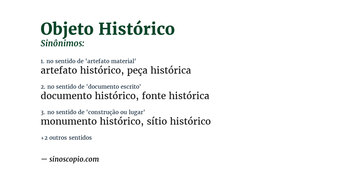 Sinônimo de objeto histórico