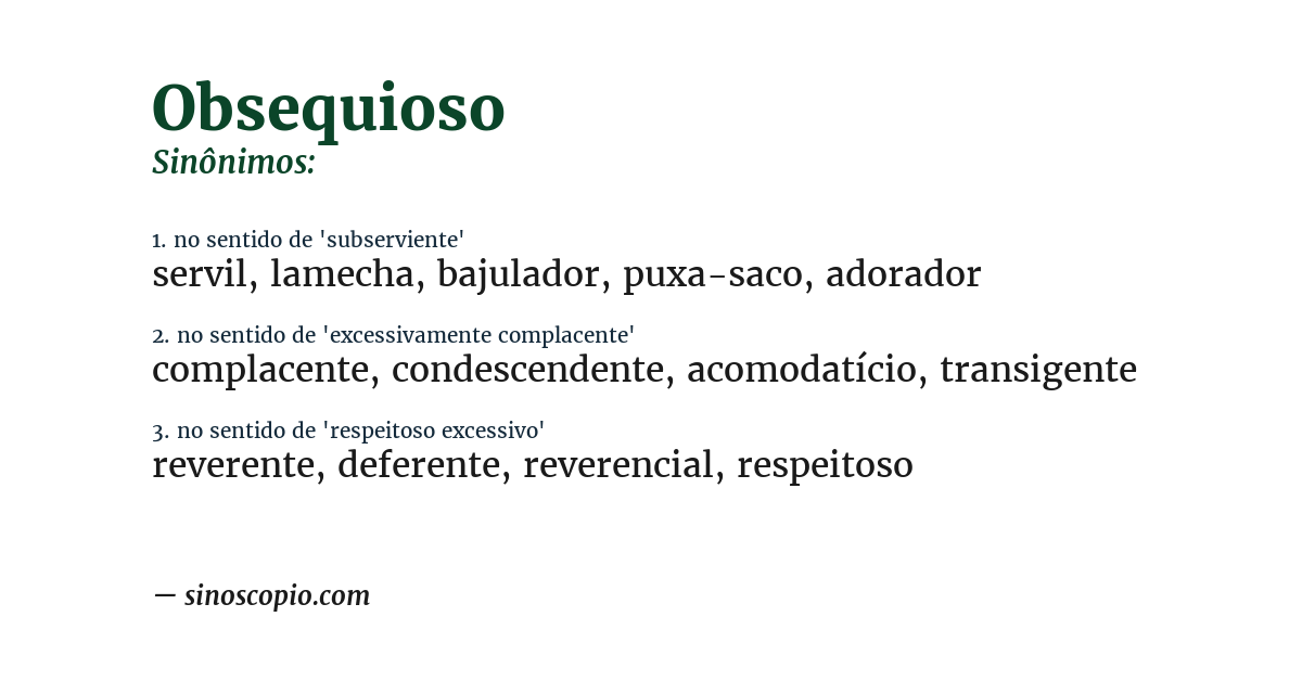 Sinônimo de obsequioso