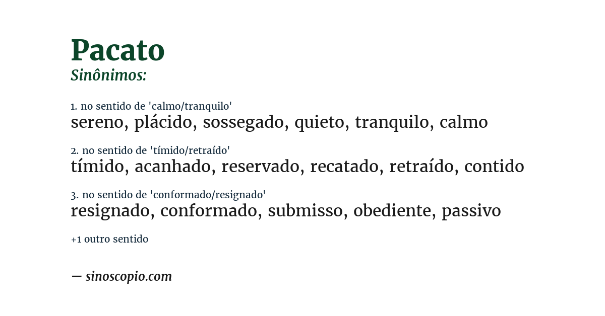Sinônimo de pacato