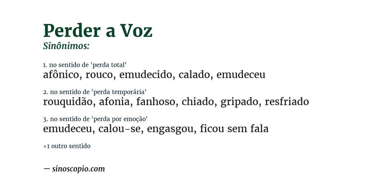 Sinônimo de perder a voz