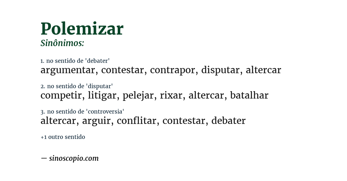 Sinônimo de polemizar