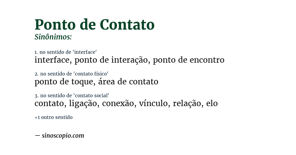 Sinônimo de ponto de contato