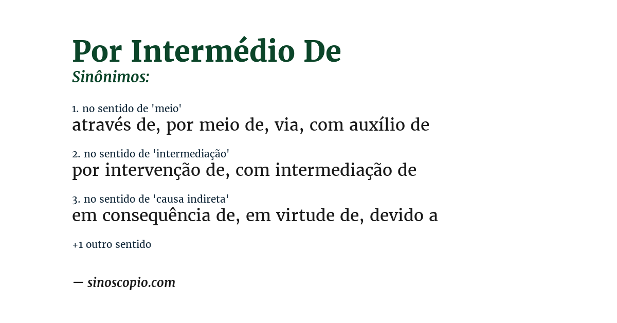 Sinônimo de por intermédio de