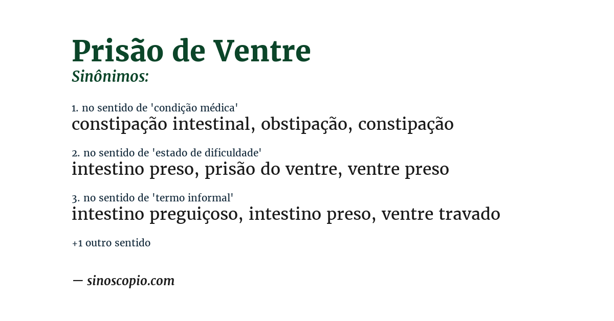 Sinônimo de prisão de ventre