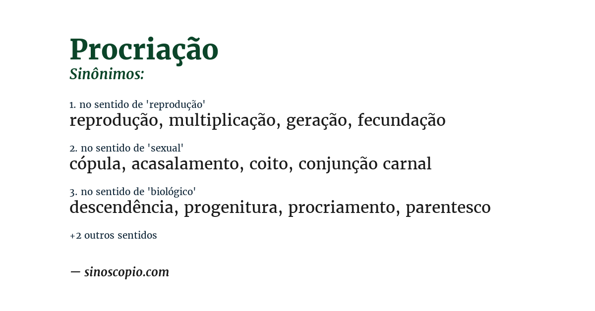 Sinônimo de procriação