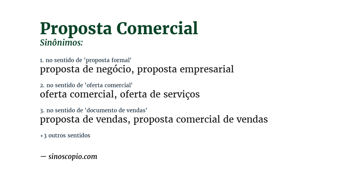 Sinônimo de proposta comercial