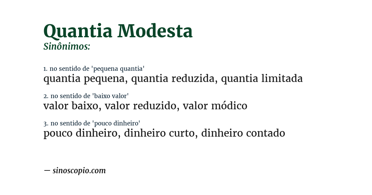 Sinônimo de quantia modesta