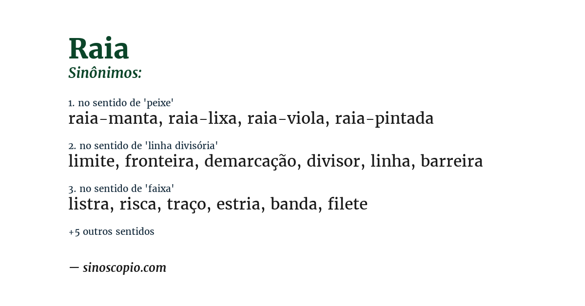 Sinônimo de raia