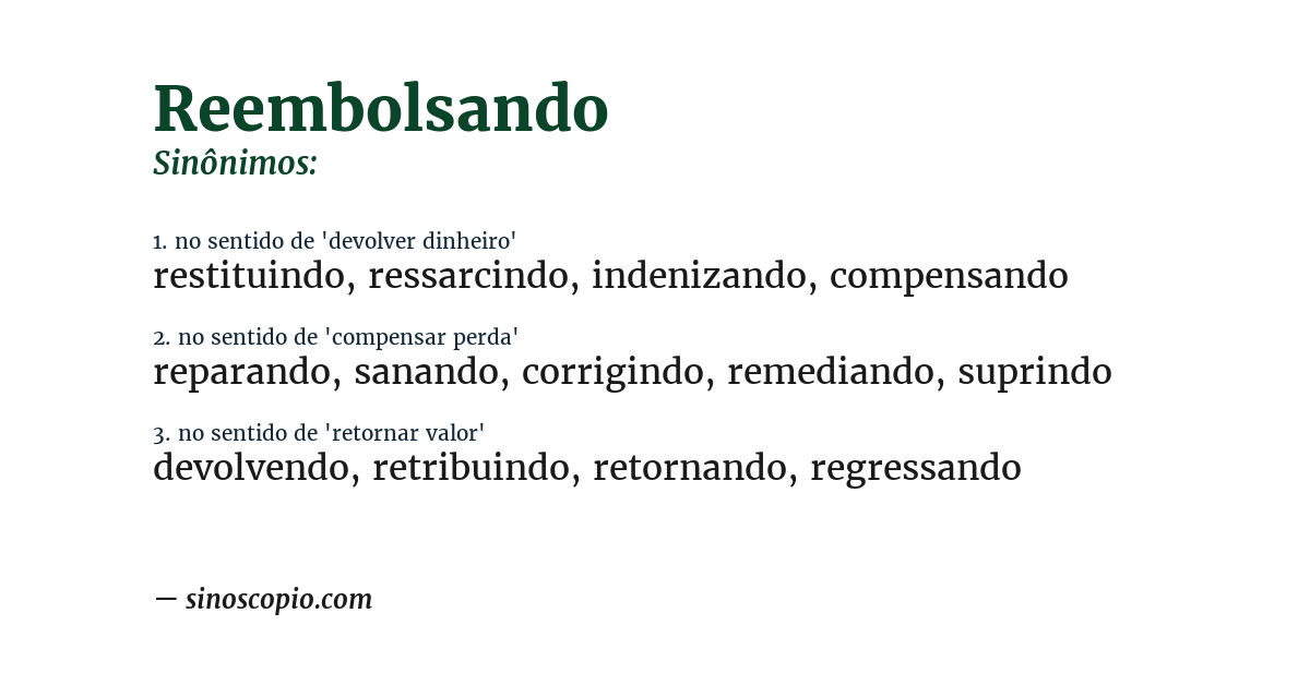 Sinônimo de reembolsando