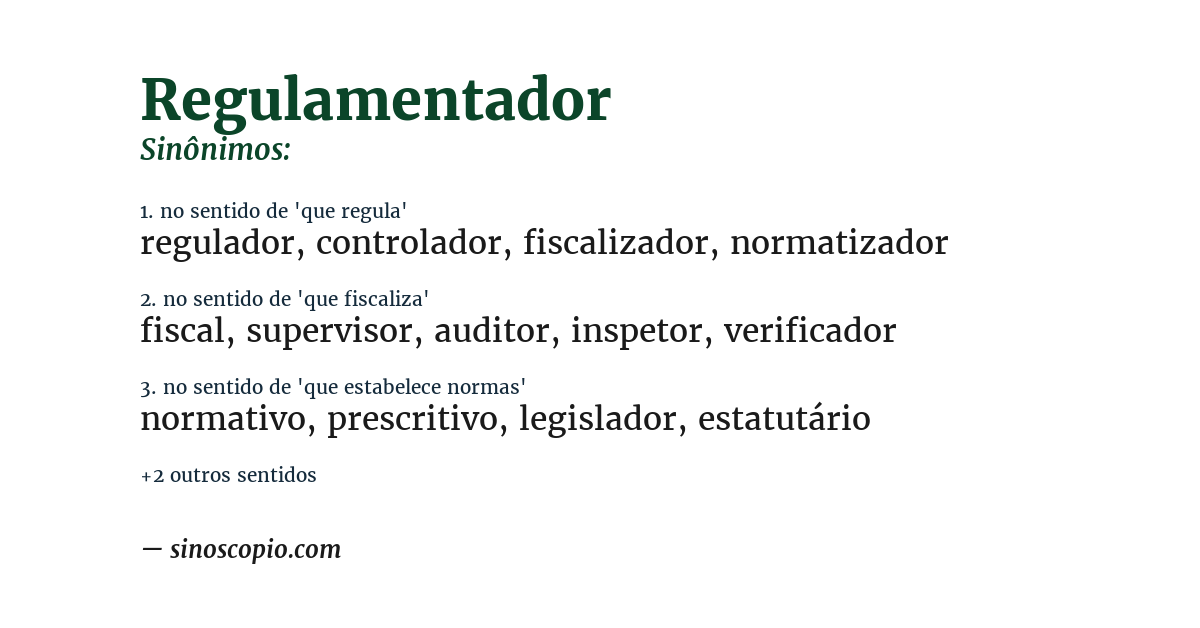 Sinônimo de regulamentador