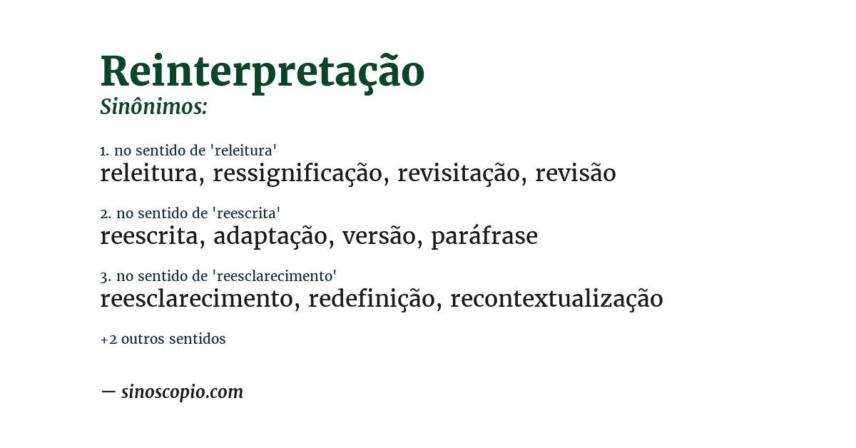 Sinônimo de reinterpretação