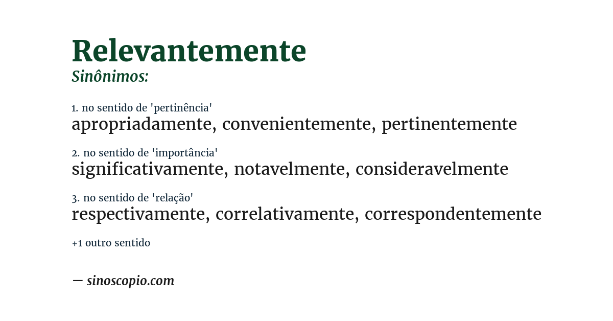 Sinônimo de relevantemente