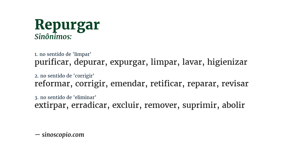 Sinônimo de repurgar