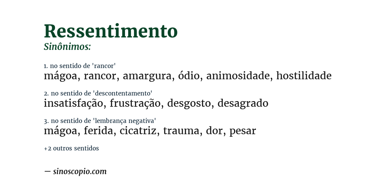 Sinônimo de ressentimento