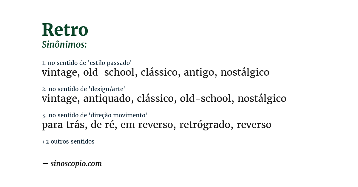 Sinônimo de retro