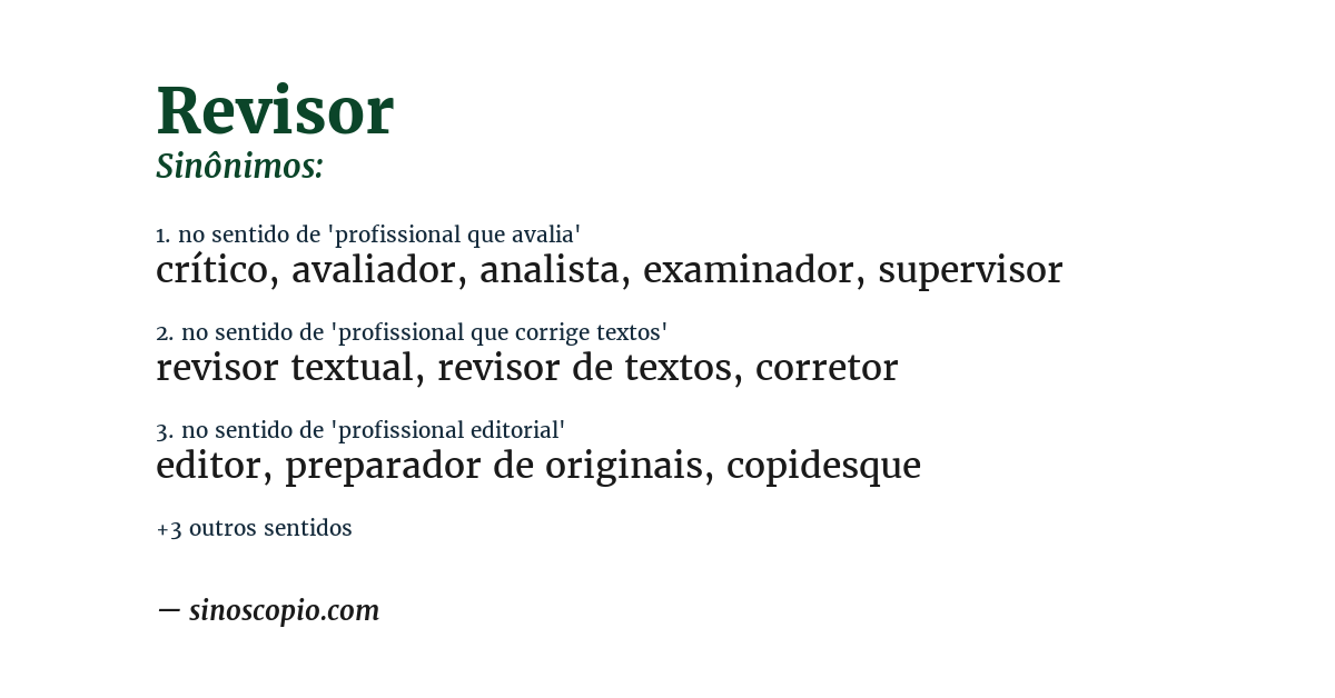 Sinônimo de revisor
