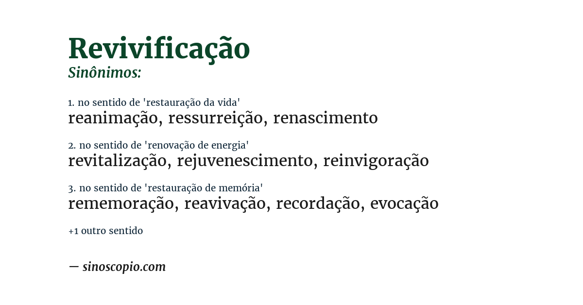 Sinônimo de revivificação