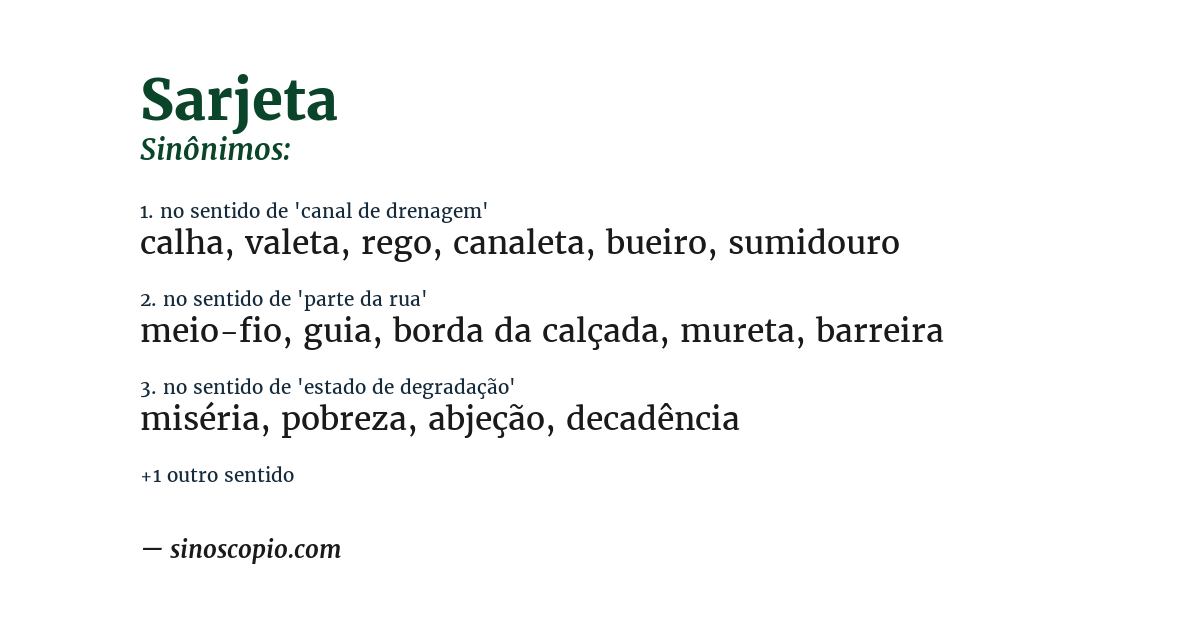 Sinônimo de sarjeta