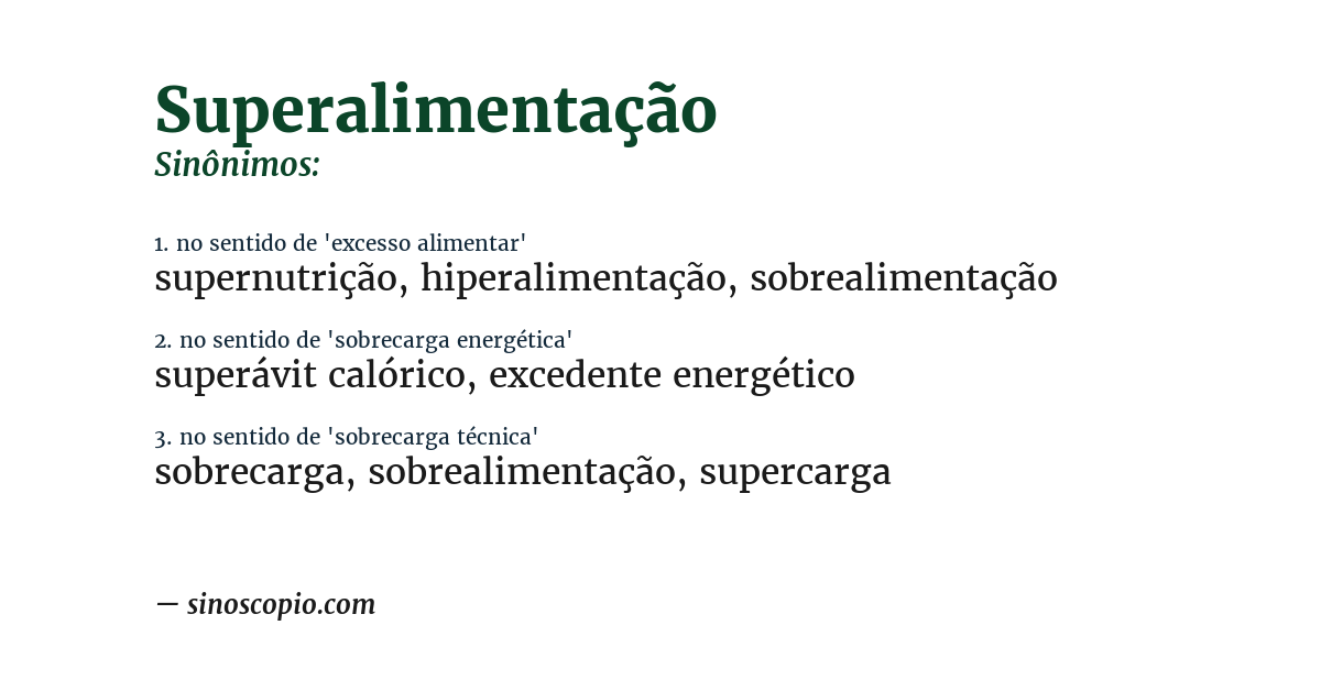 Sinônimo de superalimentação