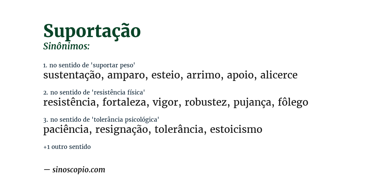 Sinônimo de suportação