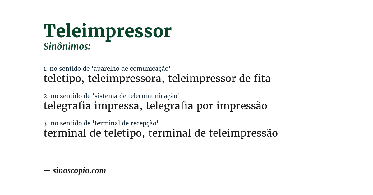Sinônimo de teleimpressor