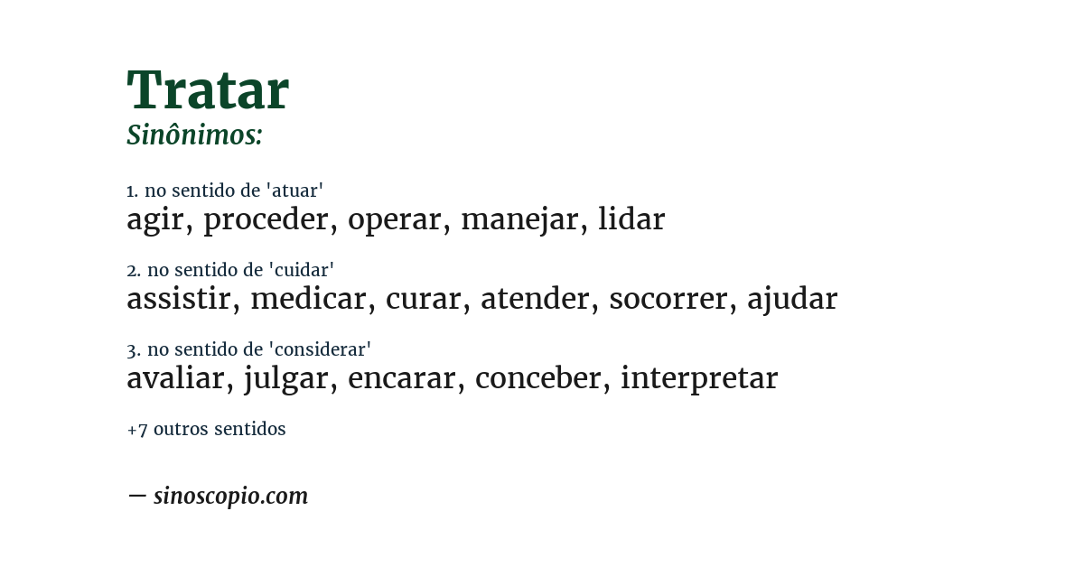 Sinônimo de tratar