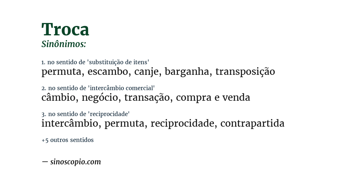 Sinônimo de troca