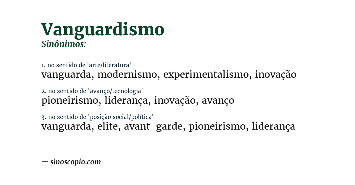 Sinônimo de vanguardismo