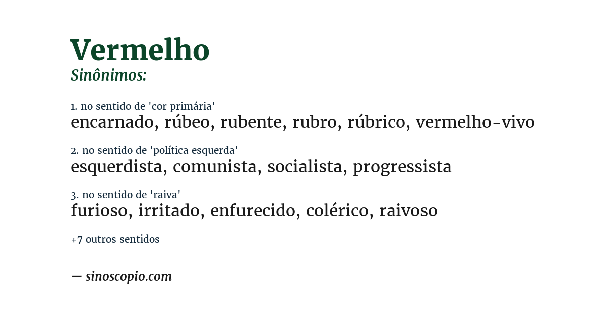 Sinônimo de vermelho