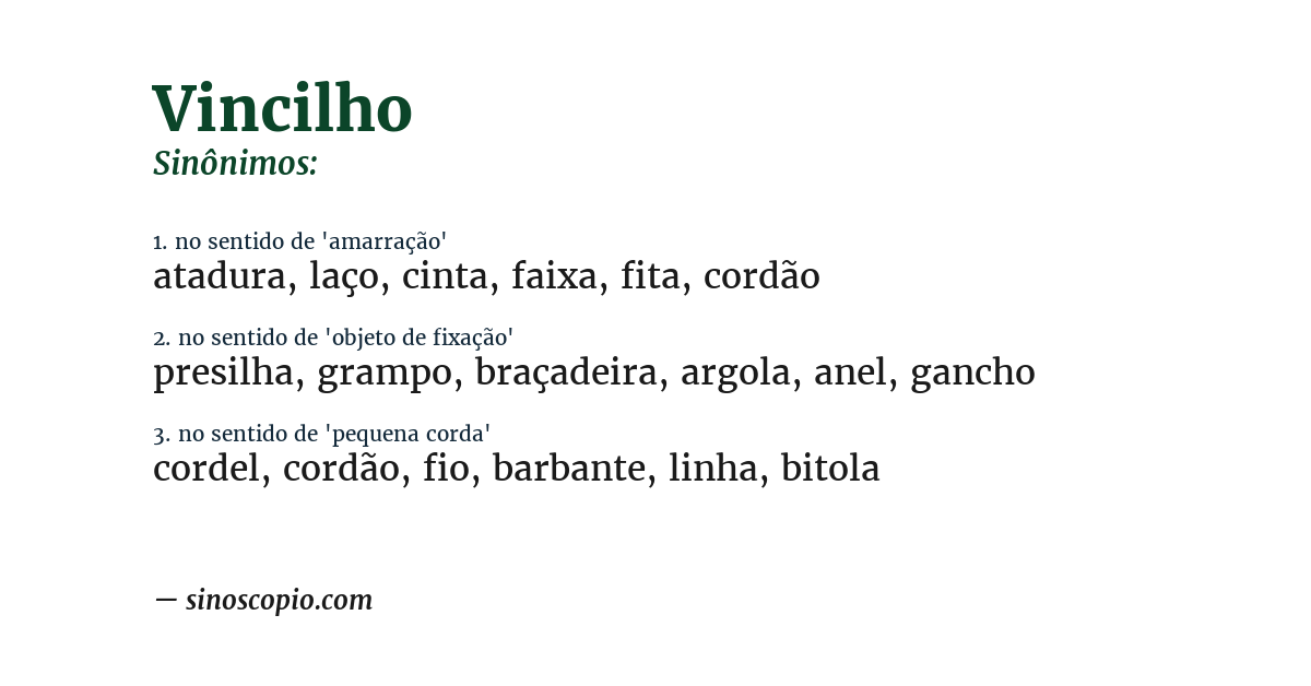 Sinônimo de vincilho