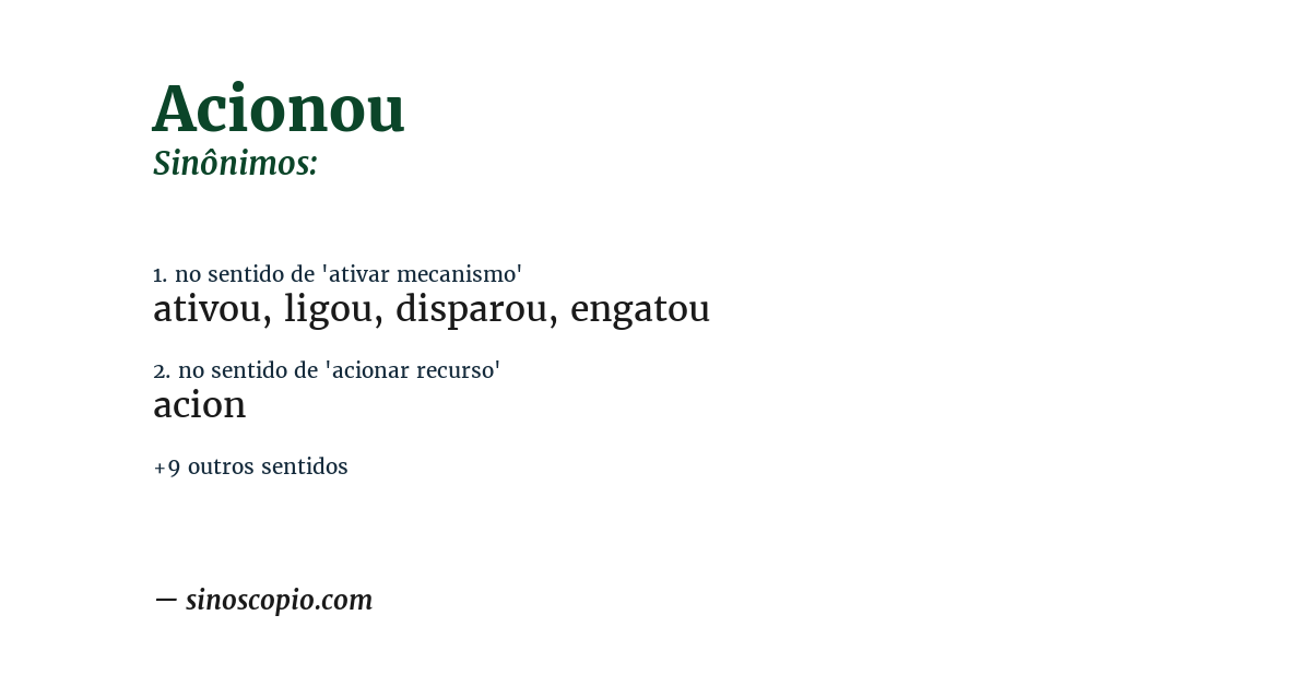 Sinônimo de acionou